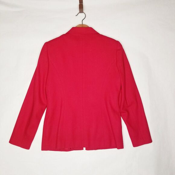 Hillard and Hansen Women's 100% Wool RED Blazer Zip up Size 8 Jacket Shacket - Picture 7 of 8